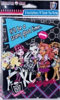 MONSTER HIGH BIRTHDAY PARTY INVITATIONS FAVORS THANK YOU CARDS