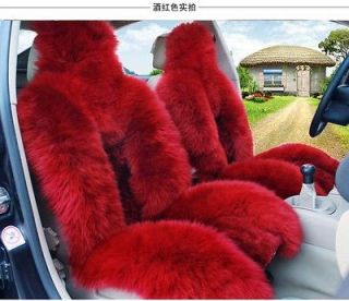   Genuine Sheepskin car seat cover Car Parts Interior Seat Covers  Red
