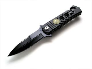 Tactical Spring Assisted Knife   NEW   USMC BLACK 3 H