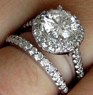   CT MAN MADE DIAMOND ENGAGEMENT RING WEDDING BAND 14K SOLID WHITE GOLD
