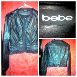 Bebe black fitted leather jacket, SZ S