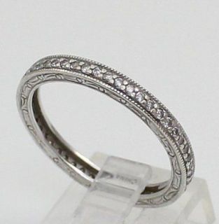 Tacori Sterling Silver/925 Multi Clear CZ Etched Eternity Ring Size 9