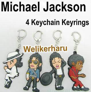 4PCS Michael Jackson King Billie Jean Thriller Keychain