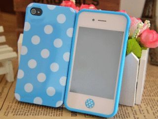 Baby Blue Polka Dots White Soft Case Cover For All iPhone 4 4S+6 