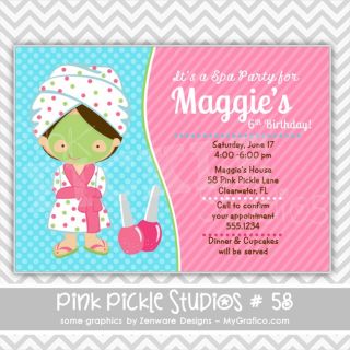 Spa Party Personalized Party Invitation or Thank You Card 58