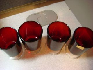 Luminarc Verrerie D Arques France Ruby Red Glasses Damaged Used