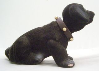 Vintage Car Dashboard Nodder Flocked Celluloid Dog Black Labrador 