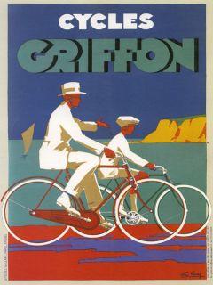 Bicycle Bike Cycles Griffon Beach Sailboat Boat Vintage Poster Repo 