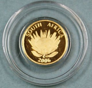 2006 South Africa Protea 1/10 Oz Gold Coin, Tutu R5