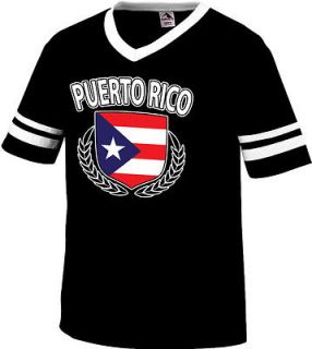 Puerto Rico Rican Flag Crest Olive Branch Regal Mens Ringer T shirt