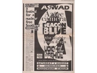   CND 1988 GIANT ADVERT / POSTER ASWAD AZTEC CAMERA DEACON BLUE