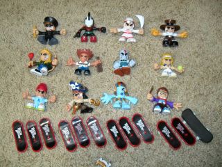 Lot of 12 Tech Deck Dude Dudes Figures with 12 Skateboards 2008 & 2009