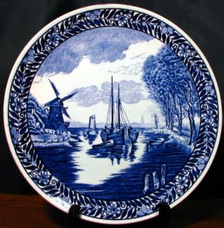 Delft style large signed decorative plate server by Boch La Louviere 