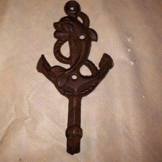 Cast Iron Anchor With Fish Wall Hook Nautical Decoration Decor