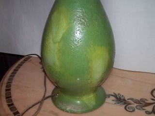  MID CENTURY MODERN RETRO TABLE LAMP AQUA GREEN LAVA DRIP GLAZE BIG