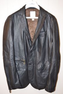   SOFT BLACK LEATHER JACKET BLAZER SPORT COAT GOLD ZIPS L MENS jeans