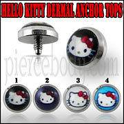 Dermal Piercings 10Pcs. 14G Dermal Anchor Steel Kitty Logo Top Free 