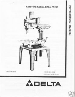 Delta Radial Arm Drill Press Manual ,Model # 15 117