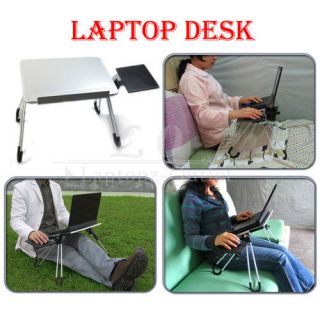 New Portable Laptop Desk Table Stand Bed TV Tray Work Station Silver