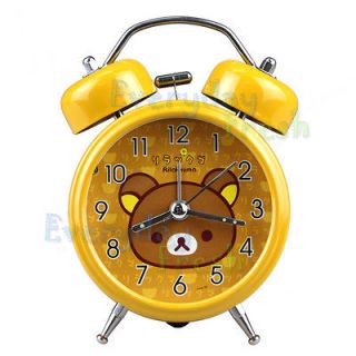   Rilakkuma Relax Bear Twin Bell Alarm Desktop Children Clock w Light #B