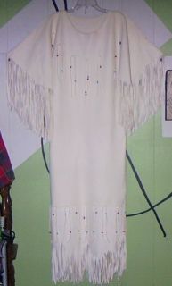 Custom made Native American Regalia buckskin dress wht