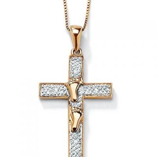18k Multi Gold over Sterling Silver FOOTPRINTS in the SAND Cross 