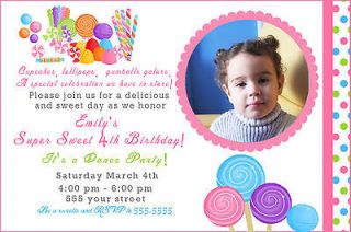   Candyland Sweet Shop Candy Girl Birthday Invitations Photo Card