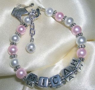 CHILD/BABY BRACELET PRINCESS WITH SILVER NAME BEADS