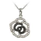 Black Diamond Accent Butterfly Necklace 925 Silver