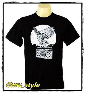 Owl Ghetto Blaster Music Hip Hop Techno Mens T shirt M