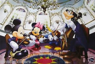 DISNEY MICKEY MOUSE & FRIENDS PLAYING VIOLINS POSTER  MINNIE, DONALD 
