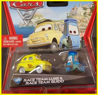 LUIGI & GUIDO diecast car Disney Pixar CARS 2 Race Team NEW in 