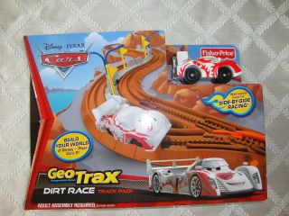 Disney Pixar CARS GEOTRAX DIRT RACE TRACK PACK Racing Set Push Car 