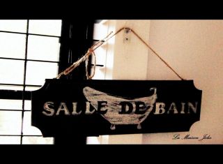 SIGN WOODEN SALLE DE BAIN SHABBY CHIC RUSTIC FRENCH PROVINCIAL HOME 