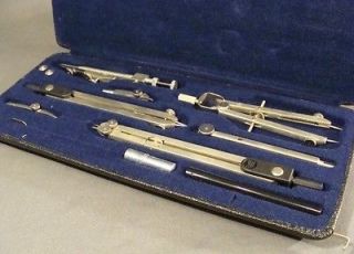 EARLY VINTAGE GERMAN RICHTER DRAFTING TOOLS COMPASS INSTRUMENTS SET 