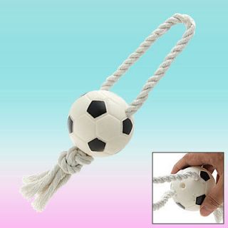 Soccer Ball Rope Tug Funny Squeaky Toy for Dog Puppies