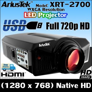  XRT 2700 Home Theater 720p LED Projector HDTV HD HDMI USB Connections