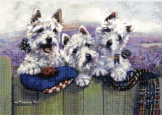   WHITE TERRIERS (Westies) ~ Counted Cross Stitch Art Pattern ~ Dogs