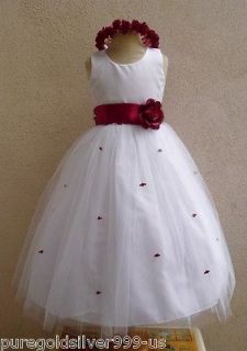 WHITE APPLE RED WEDDING PARTY FLOWER GIRL DRESS 6M 12M 18M 24M 2 4 6 8 