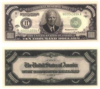 Ten Thousand Dollar Bills   3 Pack   Fake Play Novelty Money
