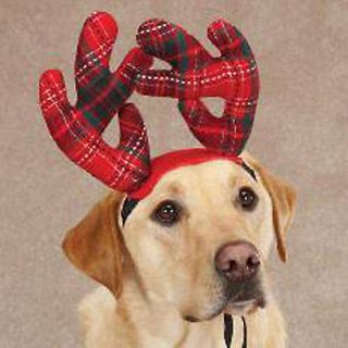 Christmas Holiday Red Tartan Plaid Antlers for Dogs~2 Sizes~Ships Free 