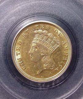 1854 $3 Indian Head Princess Gold Coin Three RARE COIN