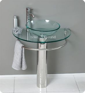   vanities pedestal vessel glass furniture sink faucet 30 in 01