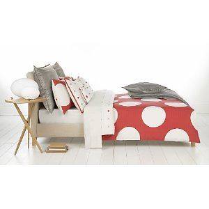 BED BY CONRAN~DOMINO RED IVORY OFF WHITE~Twin Duvet Cover Set