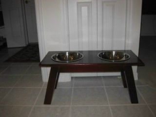   Large in Cherry Raised Elevated wooden feeder Dog Pet Dish Bowl Stand