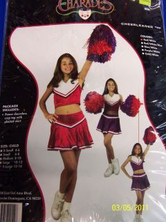 Cheerleader Red White Outfit Uniform Dress Up Halloween Child Costume