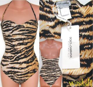 DOLCE & GABBANA underwire Cups TIGER print S swimsuit NWT Authentic