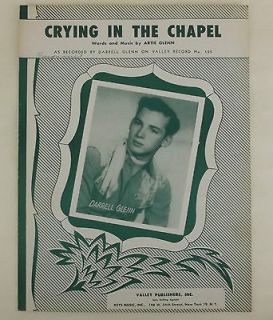 1953 Sheet Music Crying in the Chapel Artie Darrell Glen Valley 