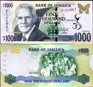 JAMAICA 1000 1,000 DOLLARS 50TH COMM. INDEPENDENCE 2012 P NEW UNC