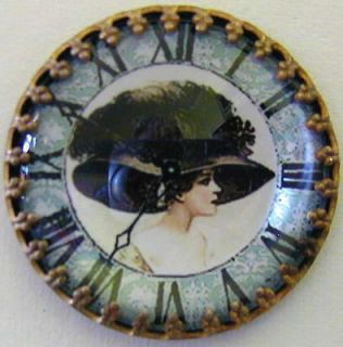 Czech Crystal Glass/Brass Dome Button #A259   RARE ANTIQUE 